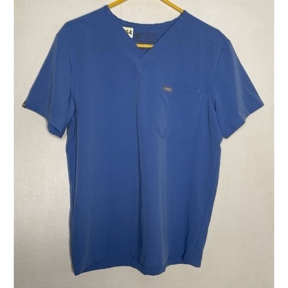 Figs Casma Blue Pockets Short Sleeve Scrub Shirt Top Women Small Vietnam